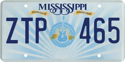 MS license plate ZTP465