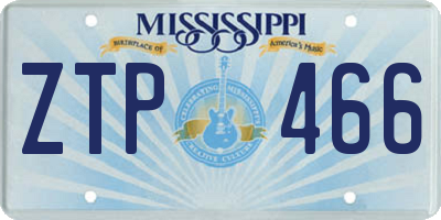 MS license plate ZTP466