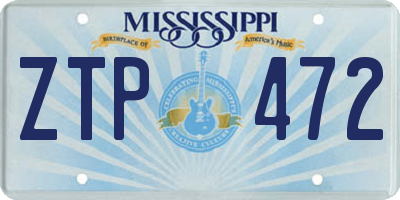 MS license plate ZTP472