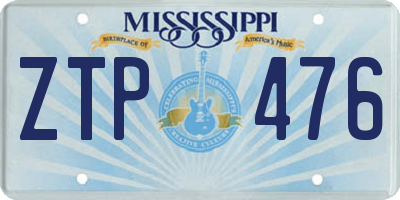 MS license plate ZTP476