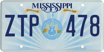 MS license plate ZTP478