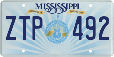 MS license plate ZTP492