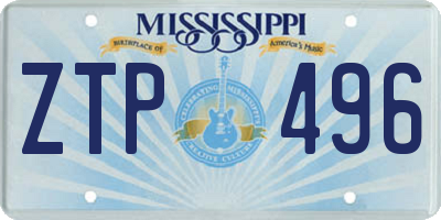 MS license plate ZTP496