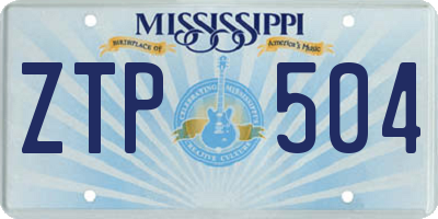 MS license plate ZTP504