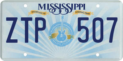 MS license plate ZTP507