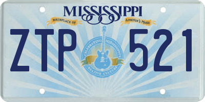 MS license plate ZTP521