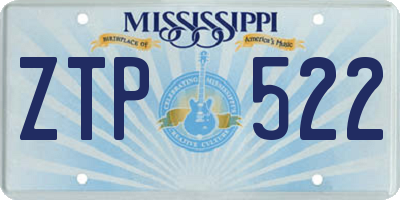 MS license plate ZTP522