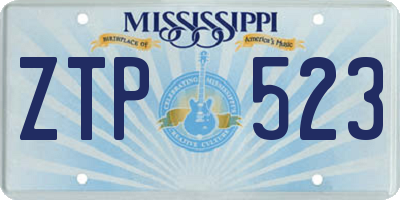 MS license plate ZTP523