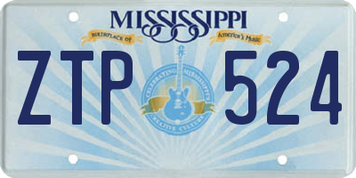MS license plate ZTP524