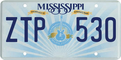 MS license plate ZTP530