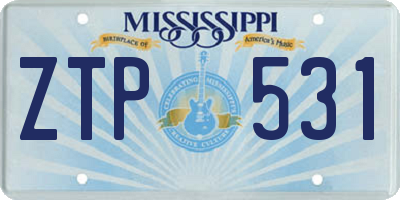 MS license plate ZTP531