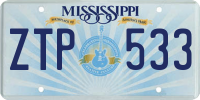 MS license plate ZTP533
