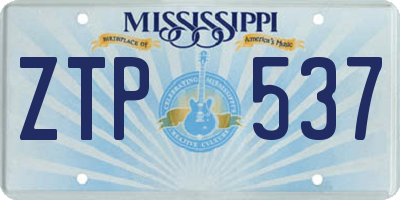 MS license plate ZTP537