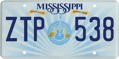 MS license plate ZTP538