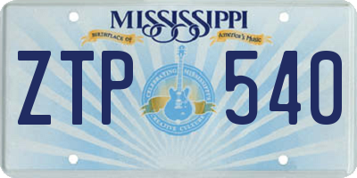 MS license plate ZTP540