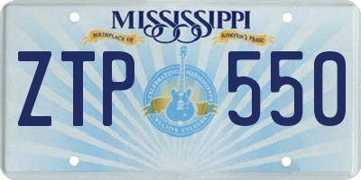 MS license plate ZTP550