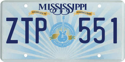 MS license plate ZTP551