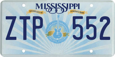 MS license plate ZTP552