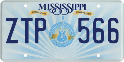 MS license plate ZTP566