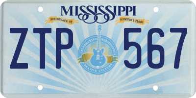 MS license plate ZTP567