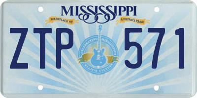 MS license plate ZTP571