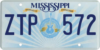 MS license plate ZTP572