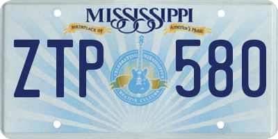 MS license plate ZTP580