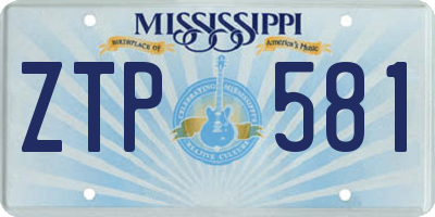 MS license plate ZTP581