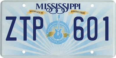 MS license plate ZTP601