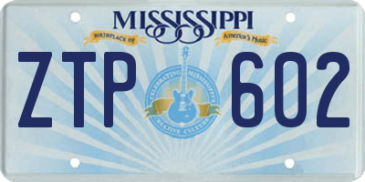 MS license plate ZTP602