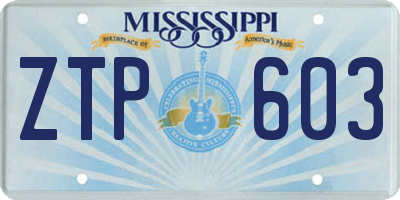MS license plate ZTP603