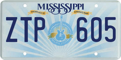 MS license plate ZTP605