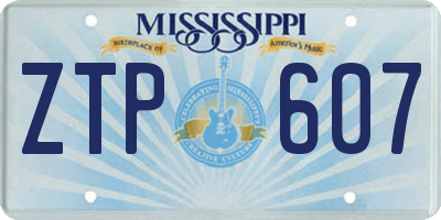 MS license plate ZTP607