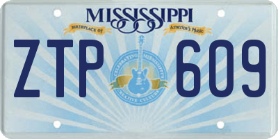 MS license plate ZTP609