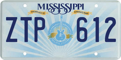 MS license plate ZTP612