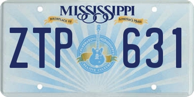 MS license plate ZTP631