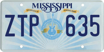 MS license plate ZTP635