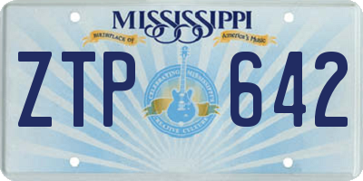 MS license plate ZTP642