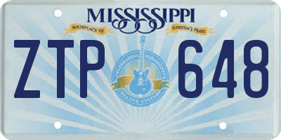 MS license plate ZTP648