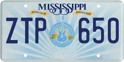 MS license plate ZTP650