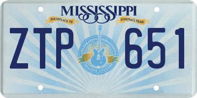 MS license plate ZTP651