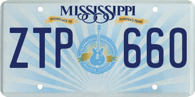 MS license plate ZTP660