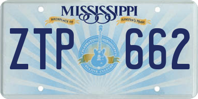 MS license plate ZTP662