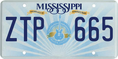 MS license plate ZTP665