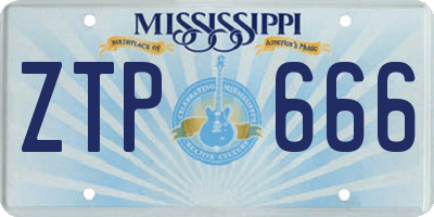 MS license plate ZTP666