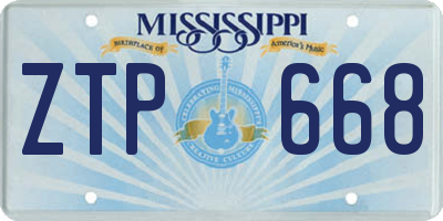 MS license plate ZTP668