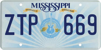 MS license plate ZTP669