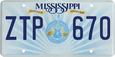 MS license plate ZTP670
