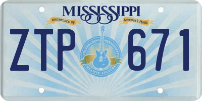 MS license plate ZTP671