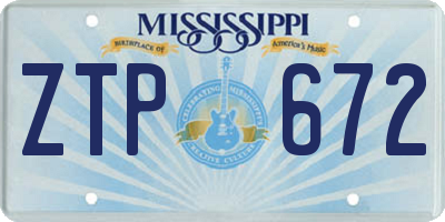 MS license plate ZTP672